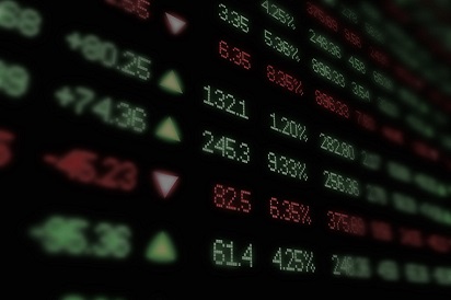 Colored ticker board on black