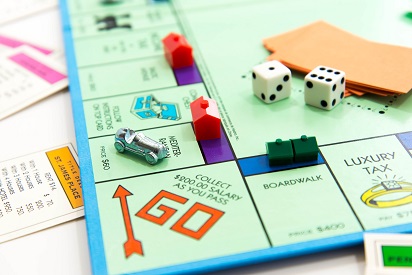 Monopoly in play – view from Go corner with car