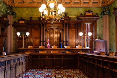Interior View of the Ornate Supreme Court in Lansing, Michigan.